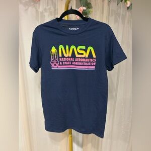NASA Rainbow Logo Tee Navy Small New